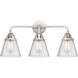 Nouveau 2 Small Cone LED 24.25 inch Polished Chrome Bath Vanity Light Wall Light in Seedy Glass
