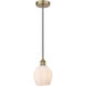 Edison Norfolk LED 5.75 inch Antique Brass Mini Pendant Ceiling Light in Matte White Glass
