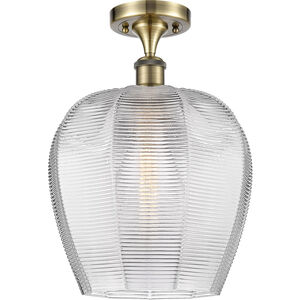 Ballston Norfolk LED 12 inch Antique Brass Semi-Flush Mount Ceiling Light in Clear Glass