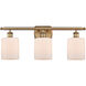 Ballston Cobbleskill 3 Light 26 inch Brushed Brass Bath Vanity Light Wall Light in Matte White Glass, Ballston