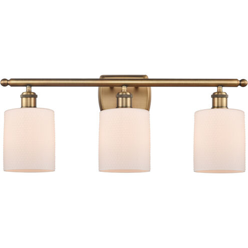 Ballston Cobbleskill 3 Light 26 inch Brushed Brass Bath Vanity Light Wall Light in Matte White Glass, Ballston