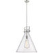 Newton Cone 1 Light 18 inch Polished Nickel Pendant Ceiling Light in Clear Glass