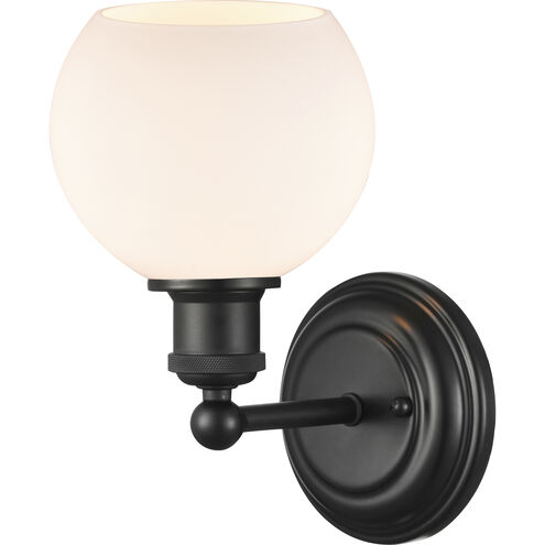 Concord LED 6 inch Matte Black Sconce Wall Light in Matte White Glass