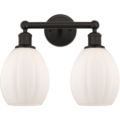 Edison Eaton 2 Light 15 inch Oil Rubbed Bronze Bath Vanity Light Wall Light in Matte White Glass