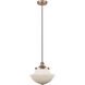 Oxford 1 Light 11.75 inch Antique Copper Mini Pendant Ceiling Light in Matte White Glass