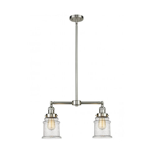 Franklin Restoration Canton 2 Light 21 inch Brushed Satin Nickel Chandelier Ceiling Light in Seedy Glass, Franklin Restoration