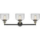 Franklin Restoration Large Bell LED 32 inch Black Antique Brass Bath Vanity Light Wall Light in Clear Glass, Franklin Restoration
