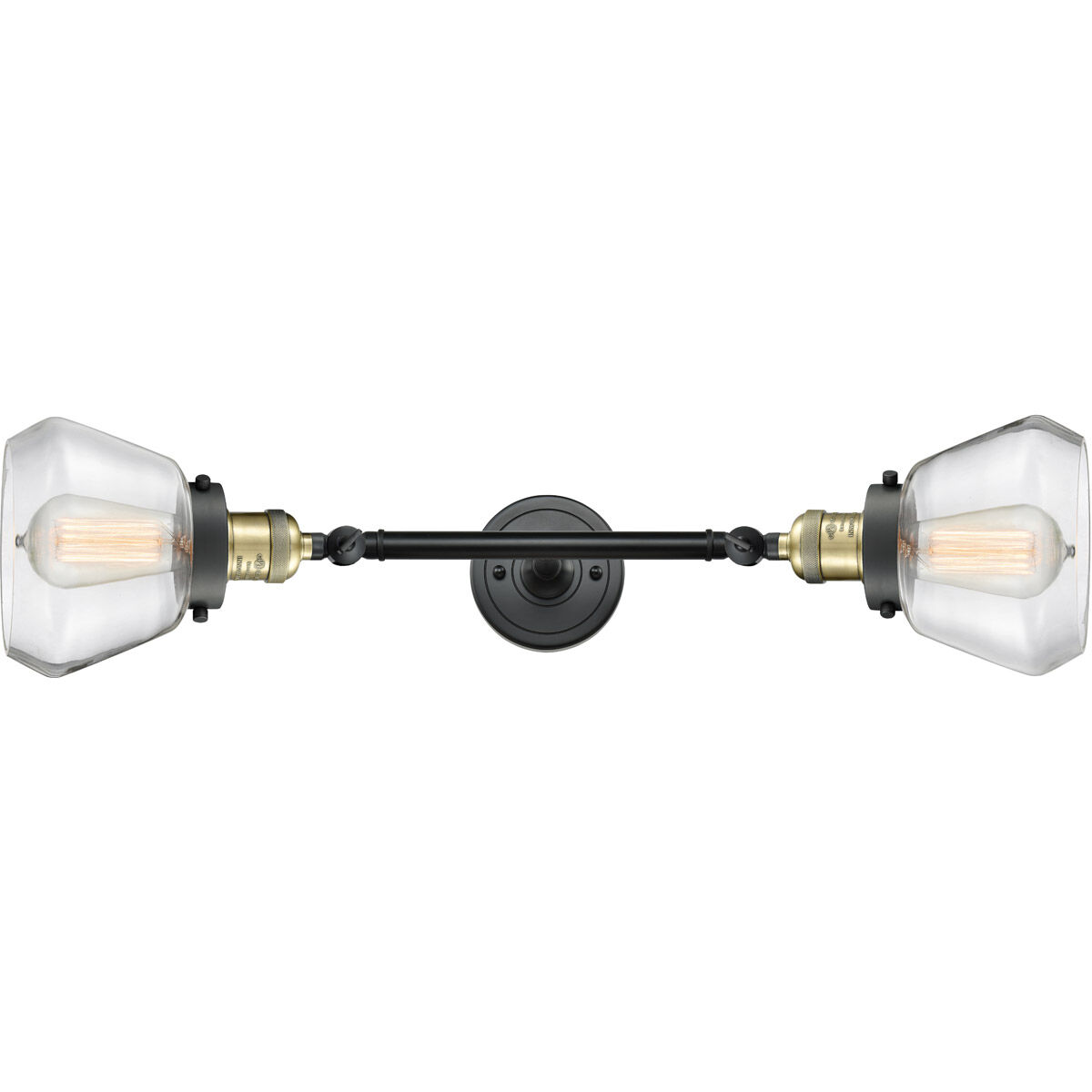 Franklin Restoration Fulton LED 7 inch Black Antique Brass Bath Vanity Light Wall Light in Clear Glass, Franklin Restoration