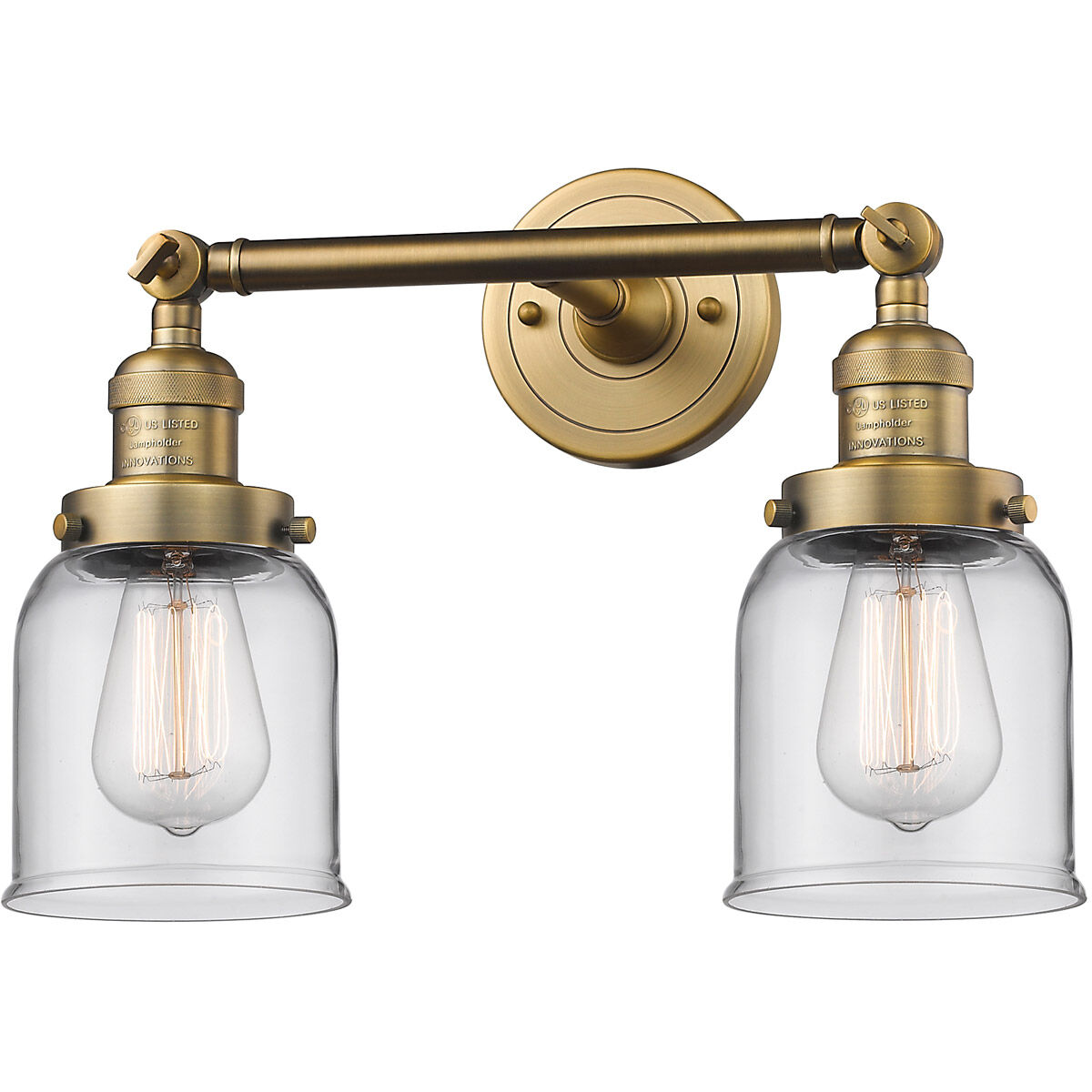 Franklin Restoration Small Bell LED 5 inch Brushed Brass Bath Vanity Light Wall Light in Clear Glass, Franklin Restoration