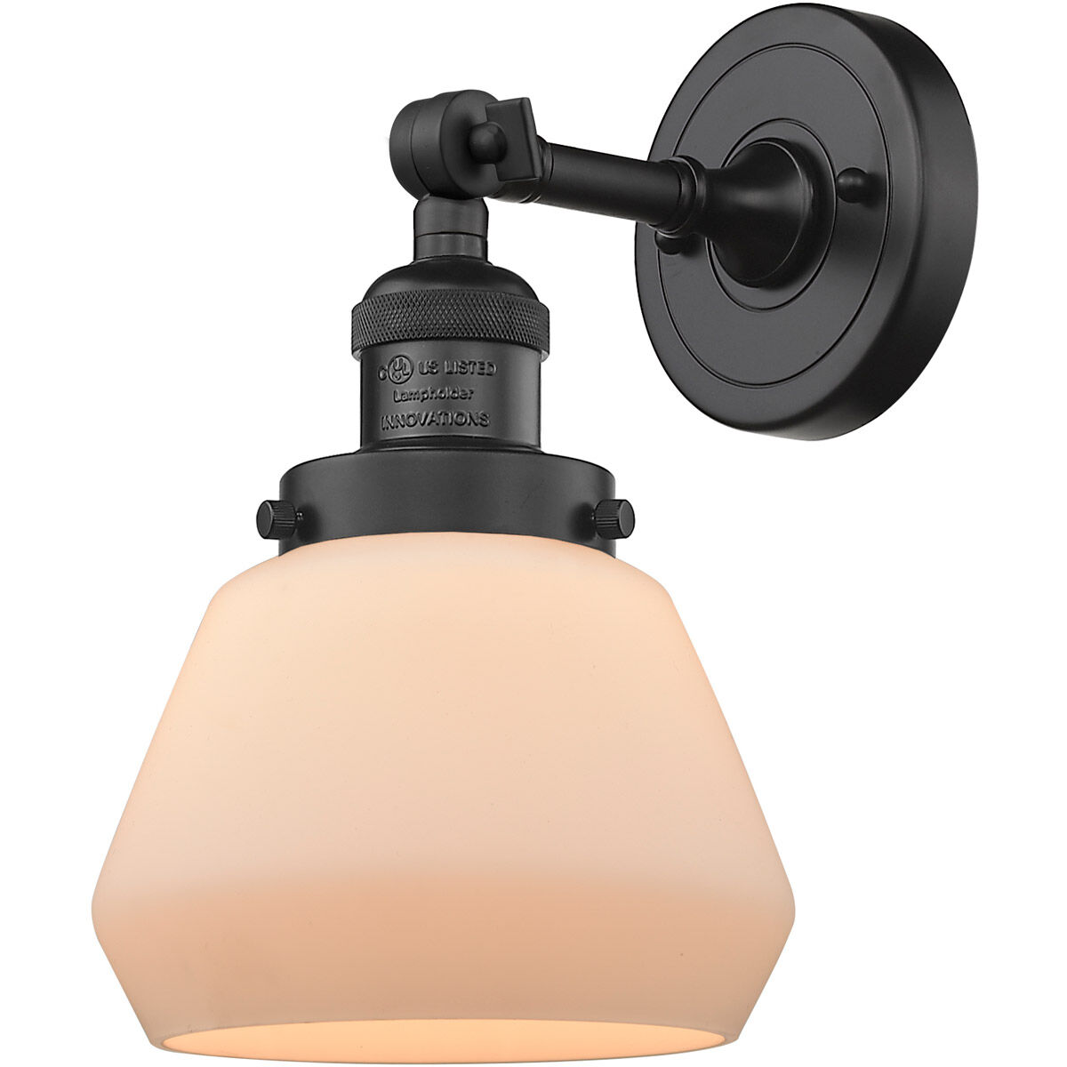 Franklin Restoration Fulton LED 7 inch Matte Black Sconce Wall Light in Matte White Glass, Franklin Restoration