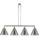 Franklin Restoration X-Large Cone 4 Light 56 inch Polished Chrome Island Light Ceiling Light in Plated Smoke Glass, Franklin Restoration
