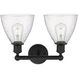Edison Bristol Glass 2 Light 17 inch Matte Black Bath Vanity Light Wall Light in Seedy Glass