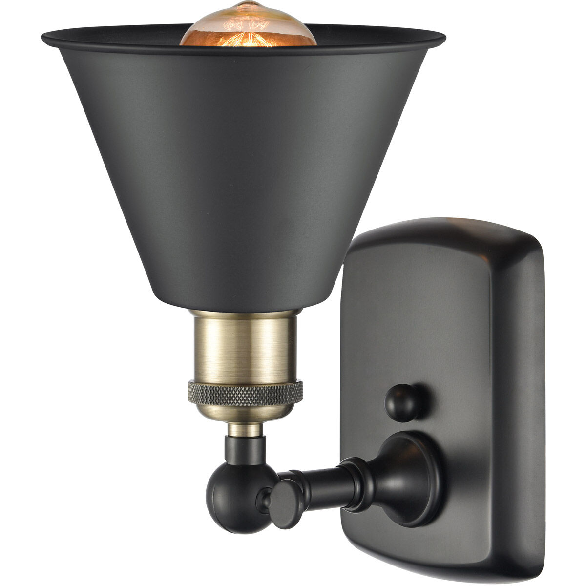 Ballston Smithfield 1 Light 7 inch Black Antique Brass Sconce Wall Light, Ballston