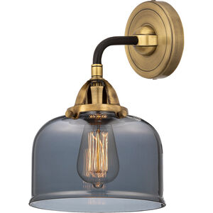 Nouveau 2 Large Bell LED 8 inch Black Antique Brass and Matte Black Sconce Wall Light in Plated Smoke Glass