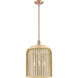 Bridal Veil 3 Light 12 inch Antique Copper Mini Pendant Ceiling Light in Mercury Glass