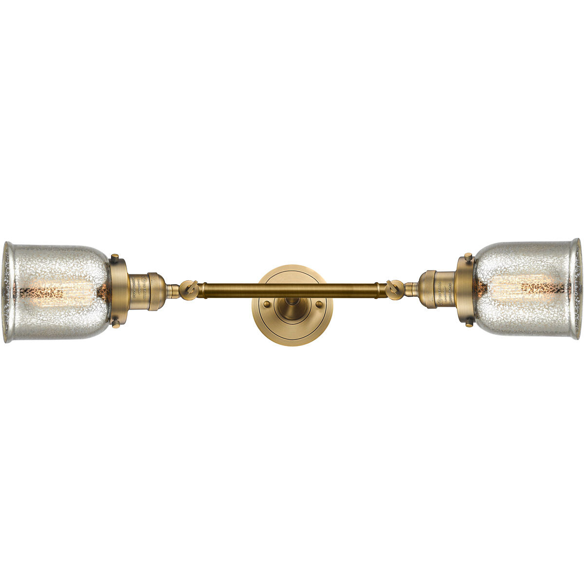 Franklin Restoration Small Bell LED 5 inch Brushed Brass Bath Vanity Light Wall Light in Silver Plated Mercury Glass, Franklin Restoration