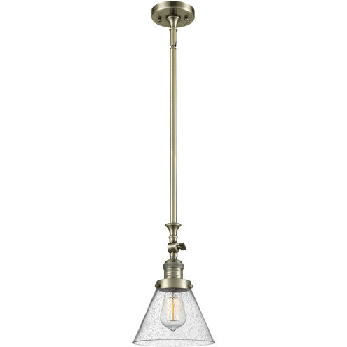 Franklin Restoration Cone LED 8 inch Antique Brass Mini Pendant Ceiling Light in Seedy, Franklin Restoration