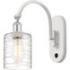 Ballston Cobbleskill LED 5.3 inch White and Polished Chrome Sconce Wall Light in Deco Swirl Glass