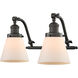 Franklin Restoration Small Cone 2 Light 18 inch Oil Rubbed Bronze Bath Vanity Light Wall Light in Matte White Glass, Franklin Restoration