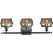 Ballston Fenton 3 Light 26 inch Matte Black Bath Vanity Light Wall Light in Mercury Glass, Ballston