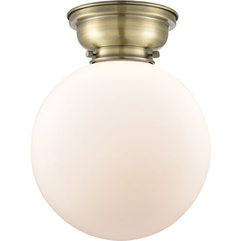 Aditi X-Large Beacon 1 Light 10 inch Antique Brass Flush Mount Ceiling Light in Incandescent, Matte White Glass, Aditi