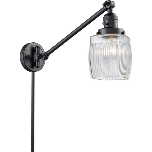 Colton 30 inch 60.00 watt Matte Black Swing Arm Wall Light, Franklin Restoration