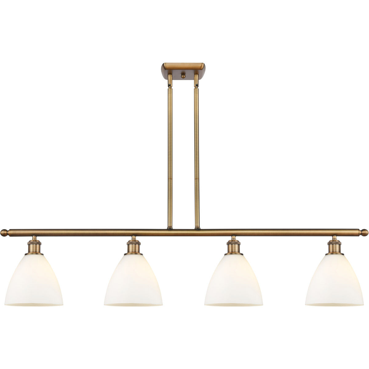 Ballston Ballston Dome 4 Light 48 inch Brushed Brass Island Light Ceiling Light in Matte White Glass