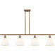 Ballston Ballston Dome 4 Light 48 inch Brushed Brass Island Light Ceiling Light in Matte White Glass