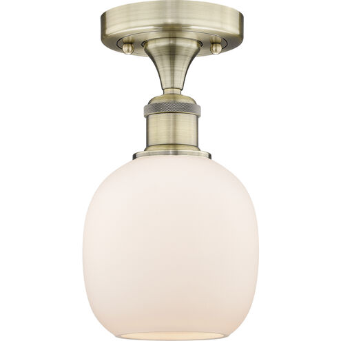 Belfast 1 Light 6 inch Antique Brass Flush Mount Ceiling Light in Matte White, 2.1 lb