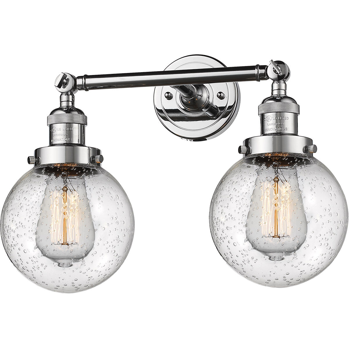 Franklin Restoration Beacon LED 6 inch Polished Chrome Bath Vanity Light Wall Light in Seedy Glass, Franklin Restoration