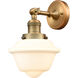 Franklin Restoration Small Oxford 1 Light 8 inch Brushed Brass Semi-Flush Mount Ceiling Light in Matte White Glass, Franklin Restoration