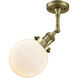 Franklin Restoration Beacon 1 Light 6 inch Antique Brass Sconce Wall Light in Cased Matte White Glass, Franklin Restoration
