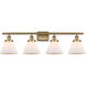 Ballston Large Cone LED 36 inch Brushed Brass Bath Vanity Light Wall Light in Matte White Glass