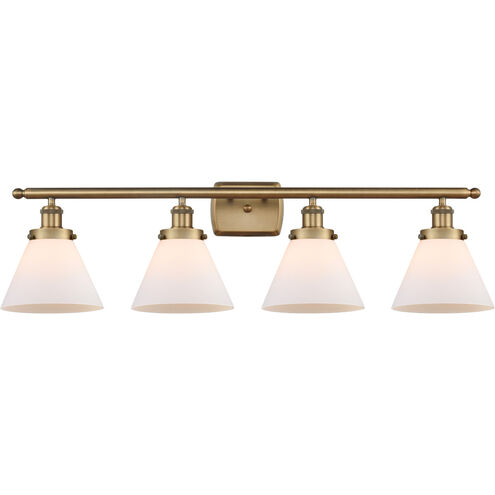 Ballston Large Cone LED 36 inch Brushed Brass Bath Vanity Light Wall Light in Matte White Glass