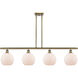 Ballston Athens 4 Light 48 inch Antique Brass Island Light Ceiling Light in Matte White Glass, Ballston