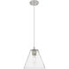Crown Point 1 Light 8 inch Satin Nickel Pendant Ceiling Light in Seedy Glass