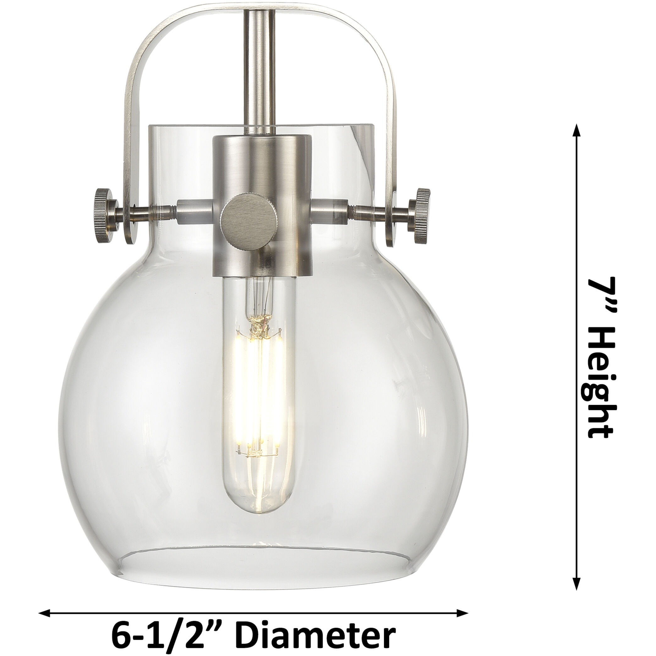 Pilaster II Sphere 6 Light 45.5 inch Brushed Brass Bath Vanity Light Wall Light in Clear Glass