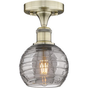 Edison Athens Deco Swirl 1 Light 5.88 inch Antique Brass Semi-Flush Mount Ceiling Light