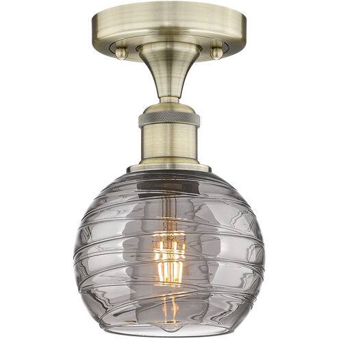 Athens Deco Swirl 1 Light 6 inch Antique Brass Semi-Flush Mount Ceiling Light