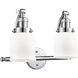 Franklin Restoration Small Bell 2 Light 18 inch Polished Chrome Bath Vanity Light Wall Light in Matte White Glass, Franklin Restoration