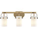 Pilaster II Cylinder 3 Light 24.88 inch Brushed Brass Bath Vanity Light Wall Light in Matte White Glass