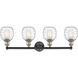 Belfast 4 Light 33 inch Black Antique Brass Bath Vanity Light Wall Light in Deco Swirl