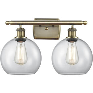 Ballston Athens LED 16 inch Antique Brass Bath Vanity Light Wall Light in Clear Glass, Ballston