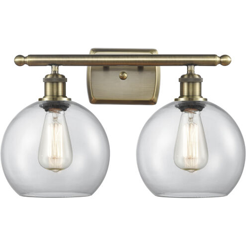 Ballston Athens LED 16 inch Antique Brass Bath Vanity Light Wall Light in Clear Glass, Ballston
