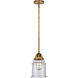 Nouveau 2 Canton 1 Light 6 inch Brushed Brass Mini Pendant Ceiling Light in Seedy Glass