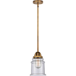 Nouveau 2 Canton 1 Light 6 inch Brushed Brass Mini Pendant Ceiling Light in Seedy Glass