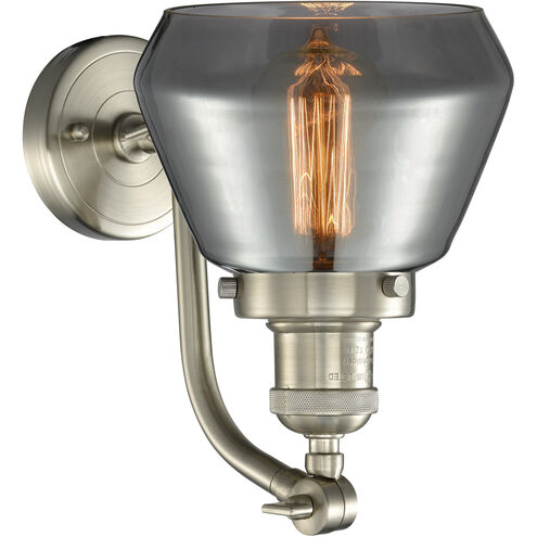 Franklin Restoration Fulton LED 7 inch Brushed Satin Nickel Sconce Wall Light in Plated Smoke Glass, Franklin Restoration