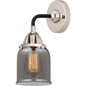 Nouveau 2 Small Bell LED 5 inch Black Polished Nickel Sconce Wall Light in Plated Smoke Glass