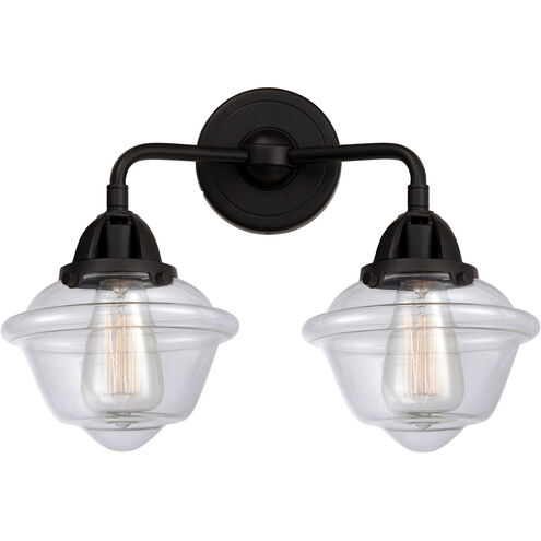 Nouveau 2 Small Oxford LED 15.5 inch Matte Black Bath Vanity Light Wall Light in Clear Glass