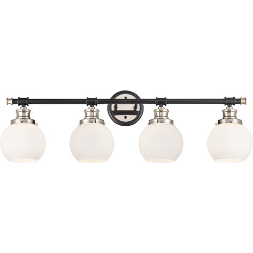 Saybrook LED 33.25 inch Black Polished Nickel Bath Vanity Light Wall Light in Matte White Glass